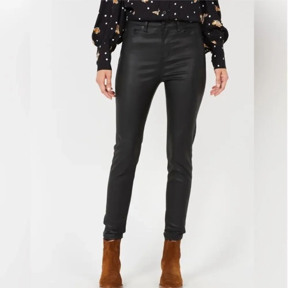 The Kooples Leather Effect Waxed Black Coated Jean Button Fly Womens 30